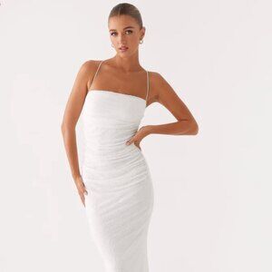 NWT Peppermayo Exclusive - Paxton Beaded Maxi Dress - White